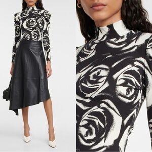 NEW Diane von Furstenberg Doha floral turtleneck jersey top